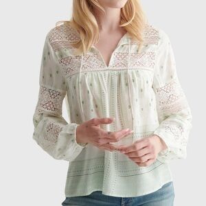 βοΈ Lucky Brand Lace-Inset Bohemian Blouse